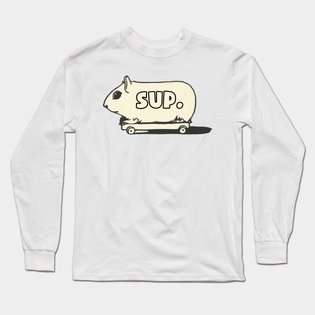 Sup gerbil on a skateboard text Long Sleeve T-Shirt by Captain-Jackson